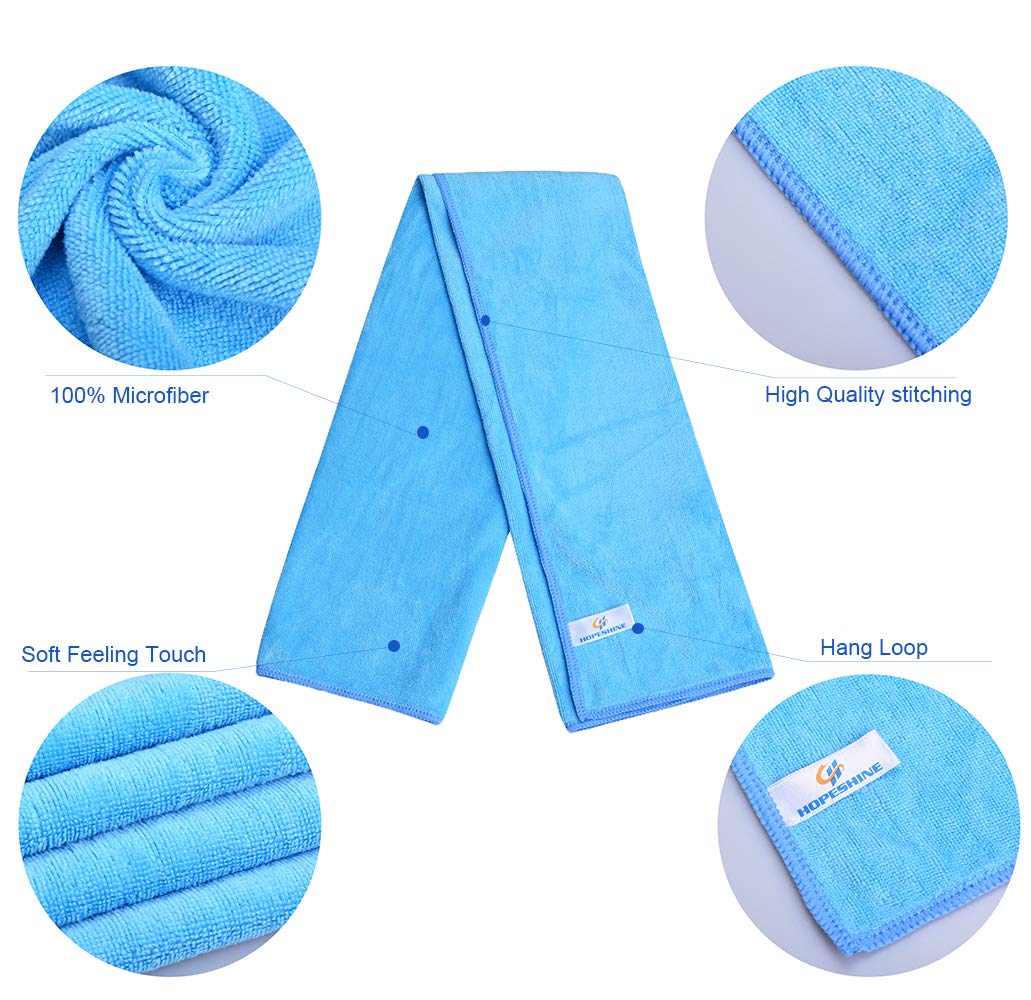Hopeshine Microfiber Gym Towels Fast Drying Sports Towel Fitness Workout Sweat Towels For Men & Women 3-Pack (Light Blue, 16Inch